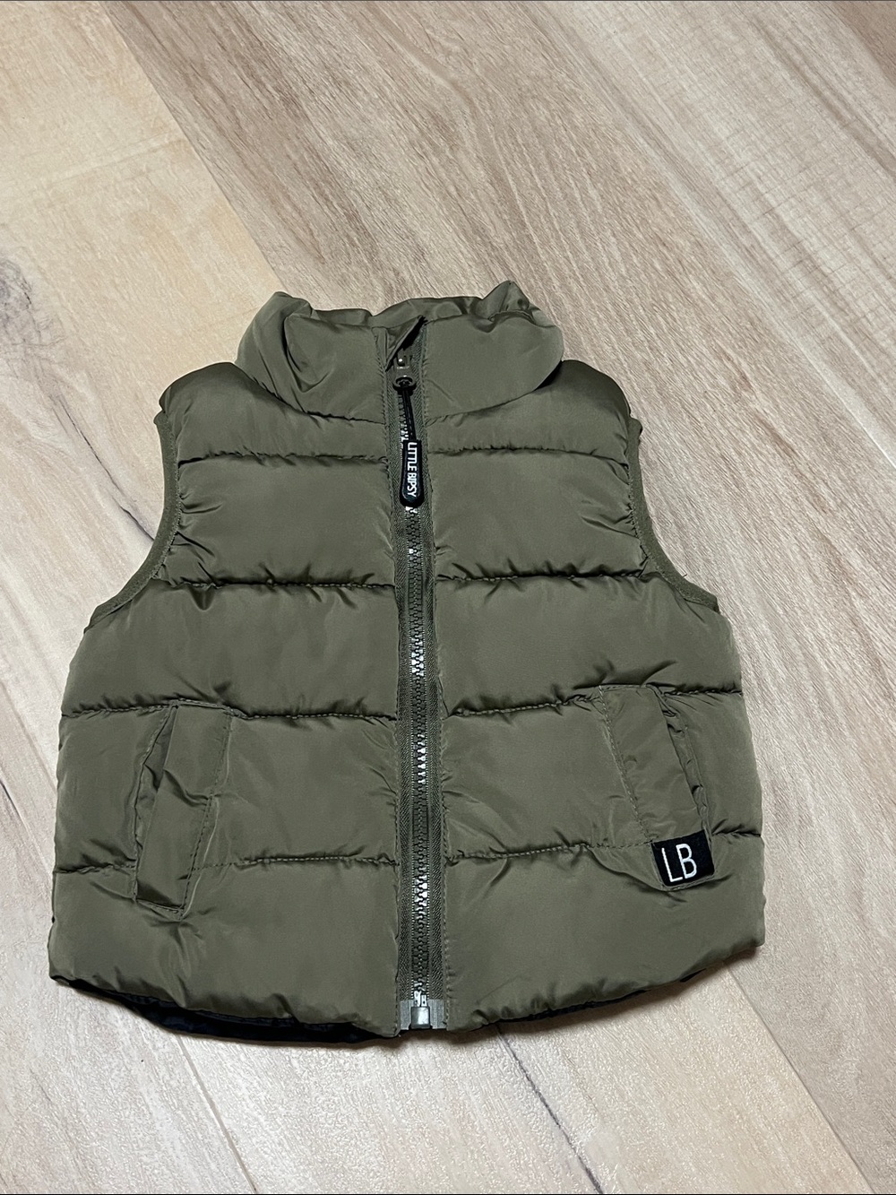 Little Bipsy Olive Green Puffer Vest 6-12 Months